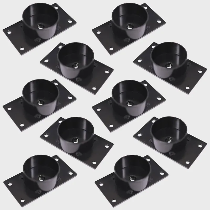 Kit 10 Chapinhas Chapa Reta com Tubo Fixação Pés Palito Rosca 5/16 Preto