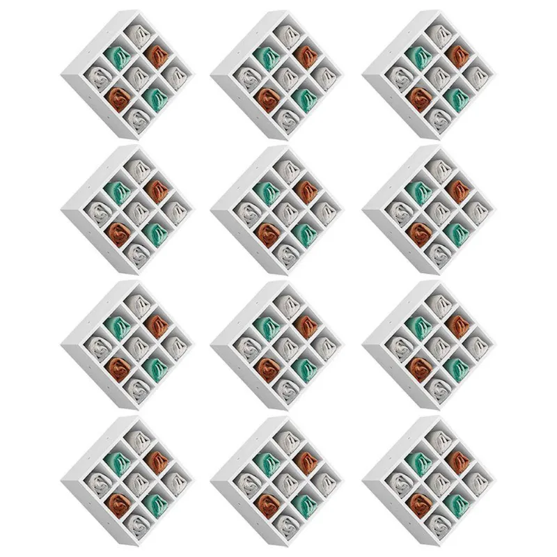 Kit 12 Nichos Porta Toalhas 09 Lugares 40x40cm Branco