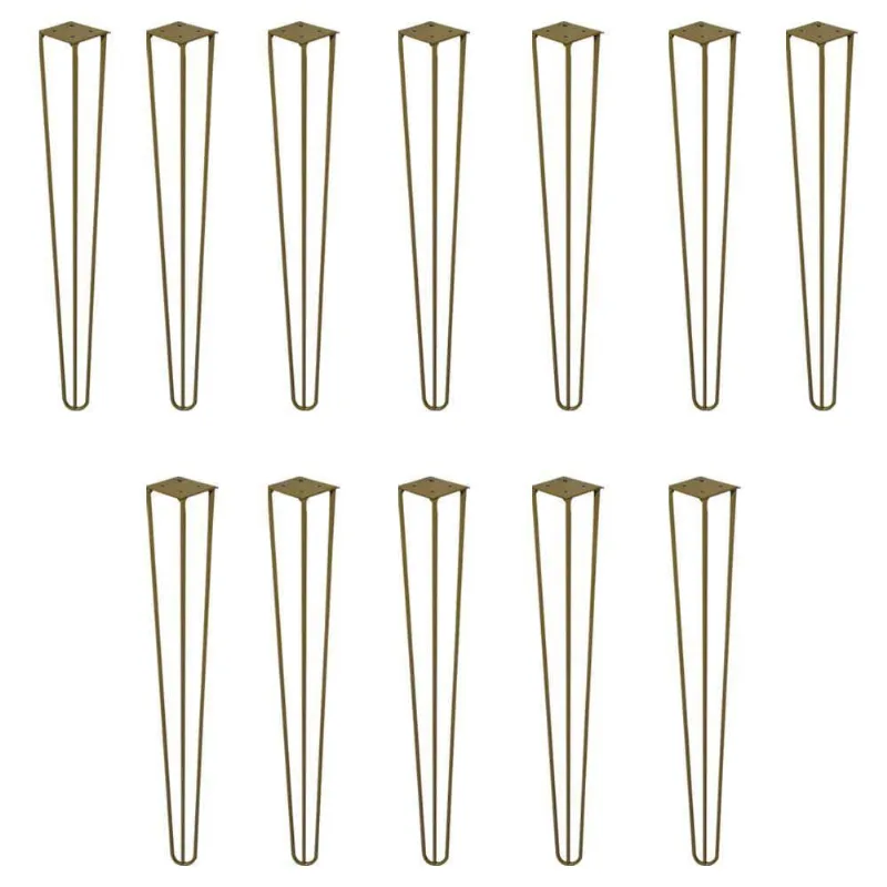 Kit 12 Pés De Metal 60 Cm Mesa De Canto Aparador Dourado