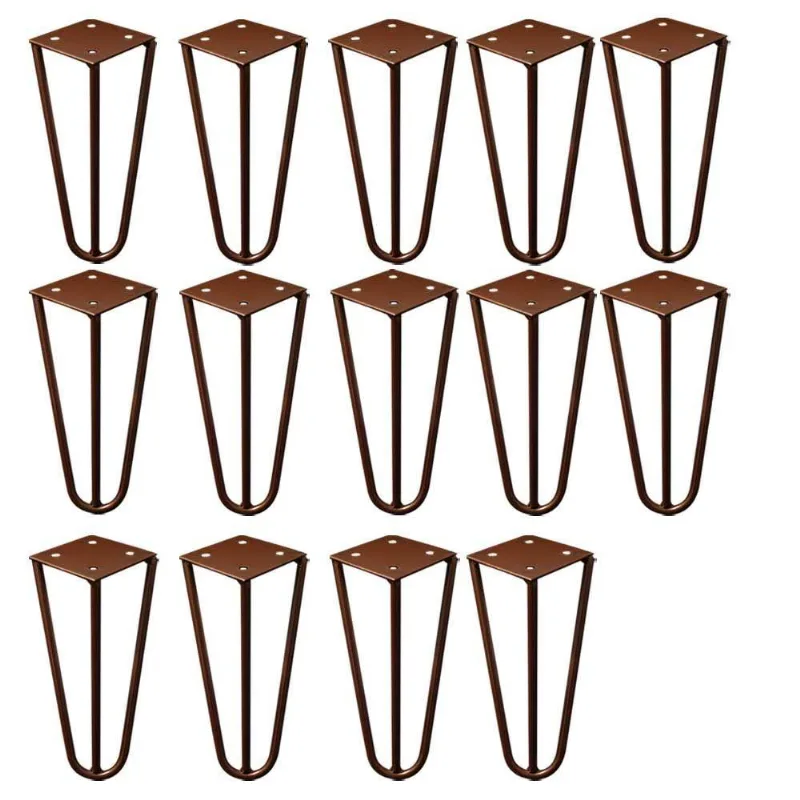 Kit 14 Pés De Metal 15 Cm Mesas De Centro Puffs Bronze