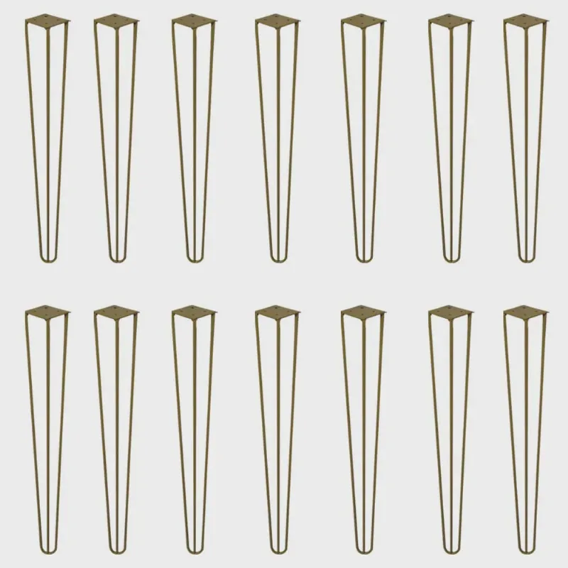 Kit 14 Pés de Metal 60 cm Hairpin Legs Mesa de Canto Aparador Dourado
