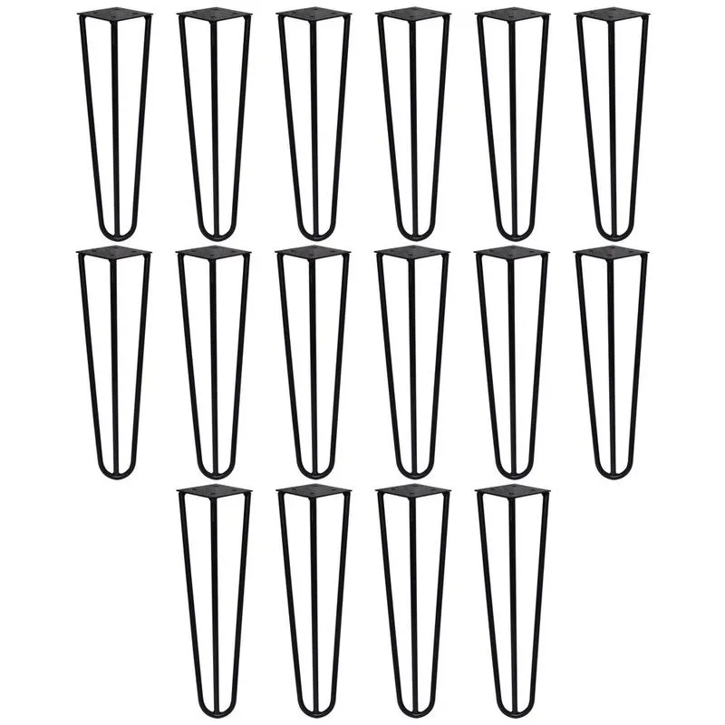 Kit 16 Pés de Metal 25 CM Hairpin Legs Mesas de Centro Puffs Preto G41