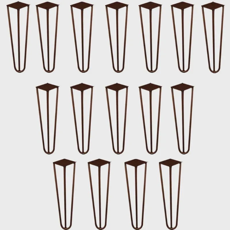 Kit 16 Pés de Metal 25 cm Hairpin Legs Rack e Puffs Bronze G41