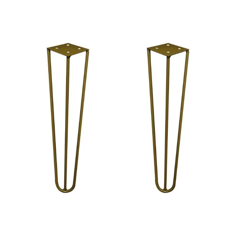 Kit 2 Pés De Metal 30 Cm Mesa De Canto Rack E Puffs Dourado
