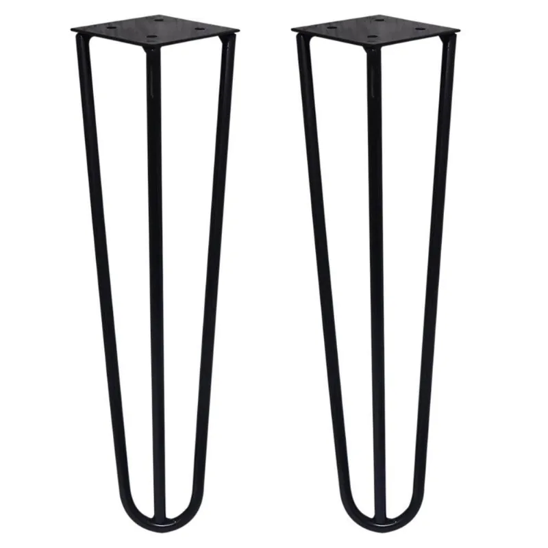 Kit 2 Pés De Metal 30 Cm Mesa De Canto Rack E Puffs Preto
