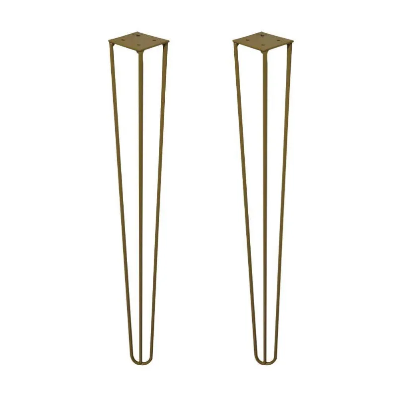 Kit 2 Pés De Metal 60 Cm Legs Mesa De Canto Aparador Dourado
