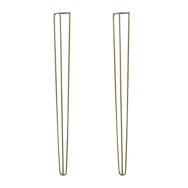 Kit 2 Pés De Metal 90 Cm Aparador E Mesa De Canto Dourado