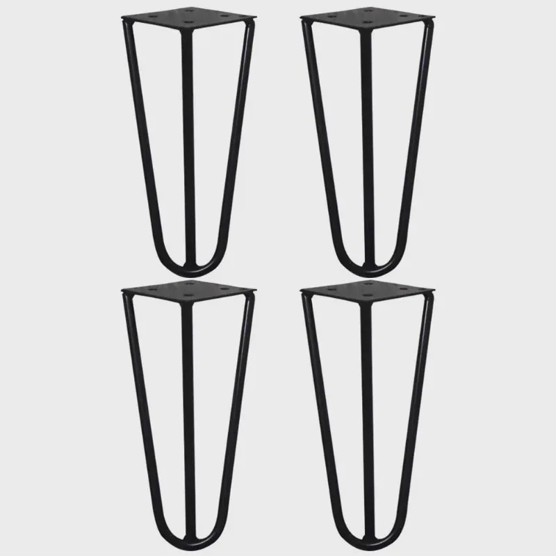 Kit 4 Pés de Metal 15 cm Hairpin Legs Mesas de Centro Puffs Preto G41