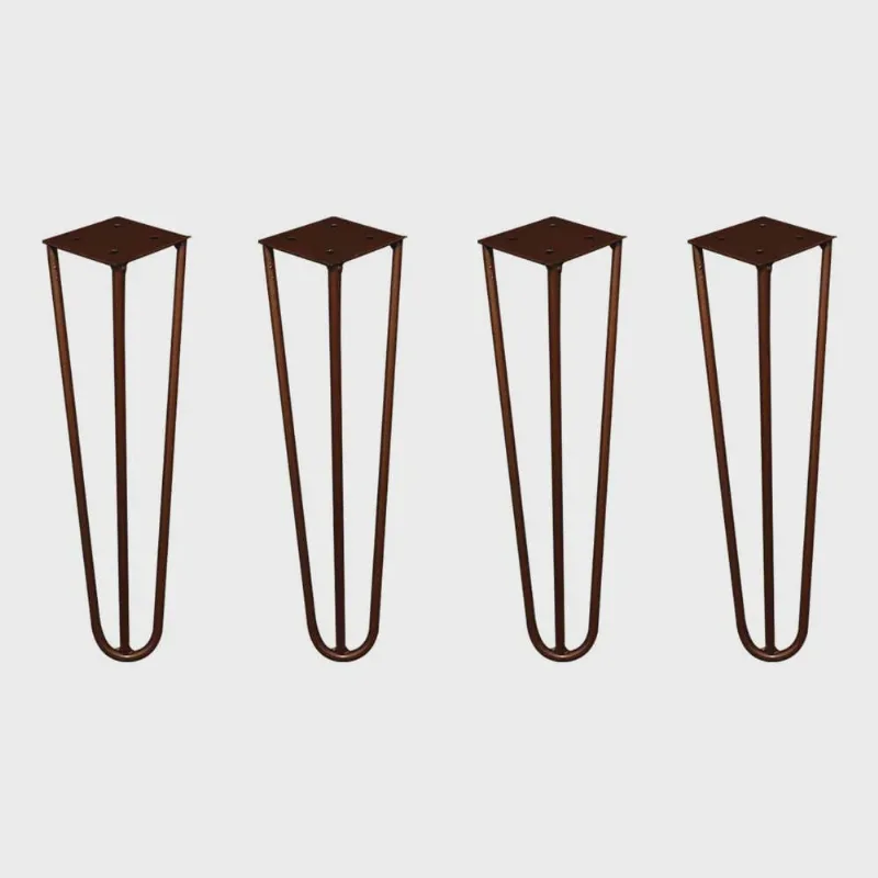 Kit 4 Pés de Metal 25 cm Hairpin Legs Rack e Puffs Bronze
