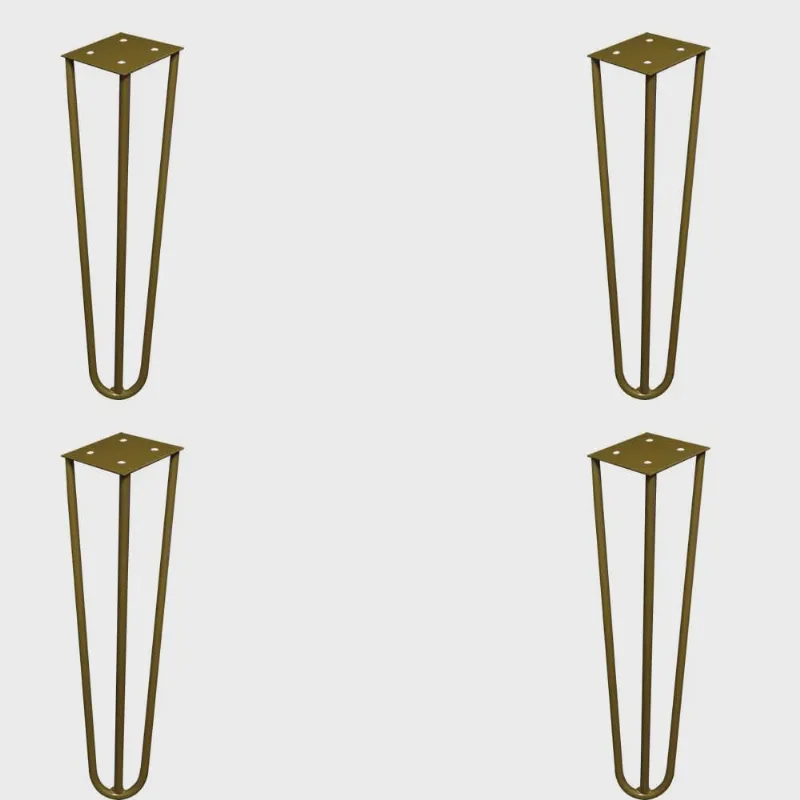 Kit 4 Pés de Metal 25 cm Hairpin Legs Rack e Puffs Dourado G41