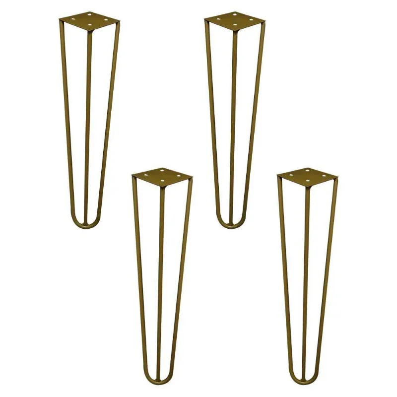 Kit 4 Pés De Metal 30 Cm Mesa De Canto Rack E Puffs Dourado