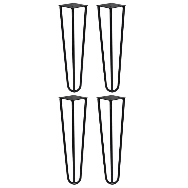 Kit 4 Pés De Metal 30 Cm Mesa De Canto Rack E Puffs Preto