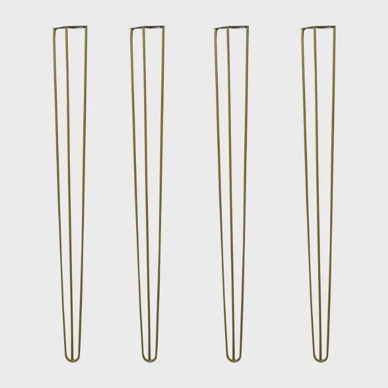 Kit 4 Pés de Metal 60 cm Hairpin Legs Mesa de Canto Aparador Dourado