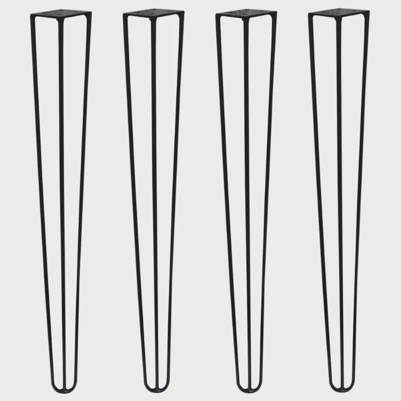 Kit 4 Pés de Metal 60 cm Hairpin Legs Mesa de Canto Aparador Preto