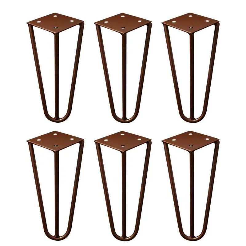 Kit 6 Pés De Metal 15 Cm Mesas De Centro Puffs Bronze