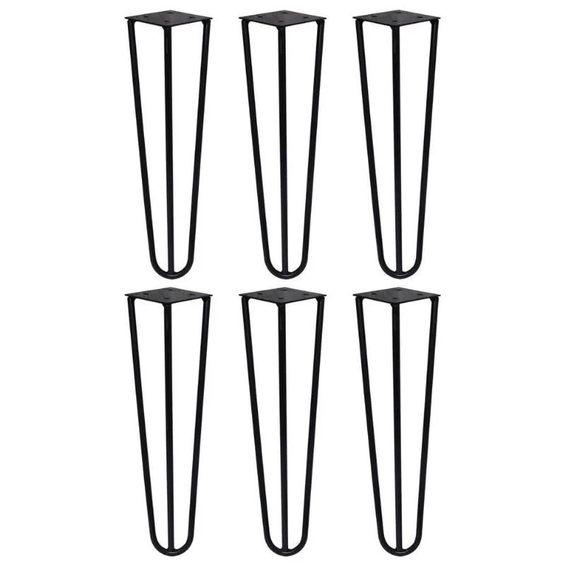Kit 6 Pés De Metal 25 Cm Legs Mesas De Centro Puffs Preto