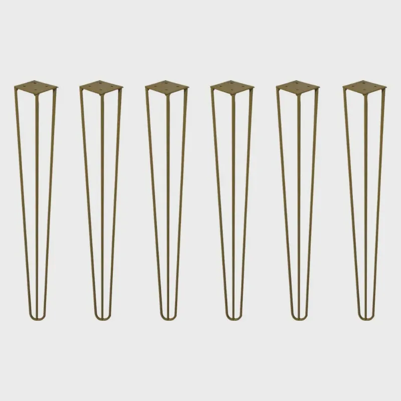 Kit 6 Pés de Metal 60 cm Hairpin Legs Mesa de Canto Aparador Dourado