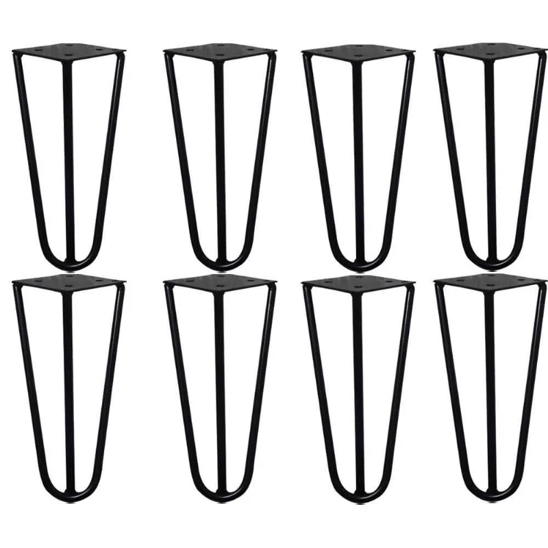 Kit 8 Pés De Metal 15 Cm Legs Mesas De Centro Puffs Preto