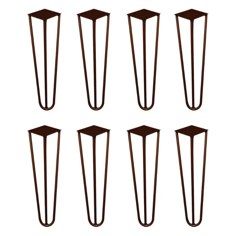 Kit 8 Pés De Metal 25 Cm Harpin Legs Rack E Puffs Bronze