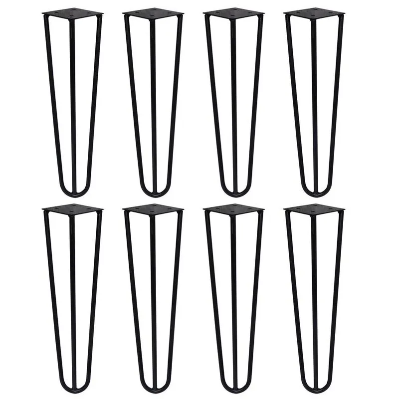 Kit 8 Pés de Metal 30 CM Hairpin Legs Mesa de Canto Rack e Puffs Preto G41