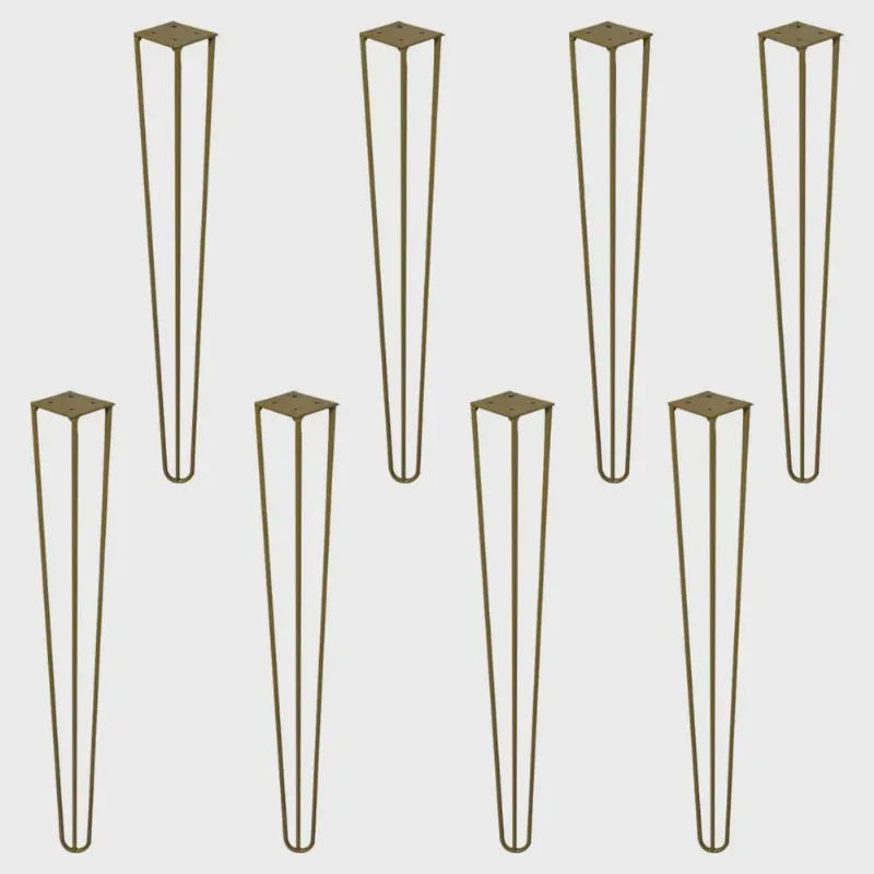 Kit 8 Pés de Metal 60 cm Hairpin Legs Mesa de Canto Aparador Dourado