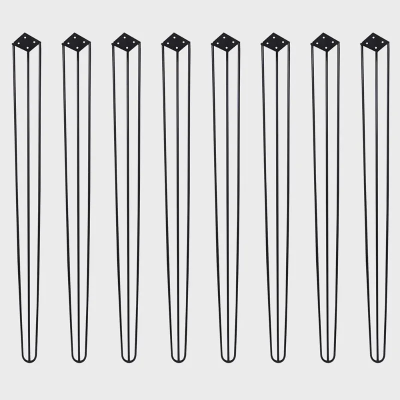 Kit 8 Pés de Metal 90 cm Hairpin Legs Aparador e Mesa de Canto Preto G41