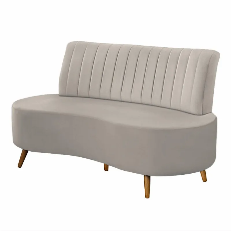 Sofá Decorativo 1,35M 2 Lugares Katara Veludo Bege - Gran Belo