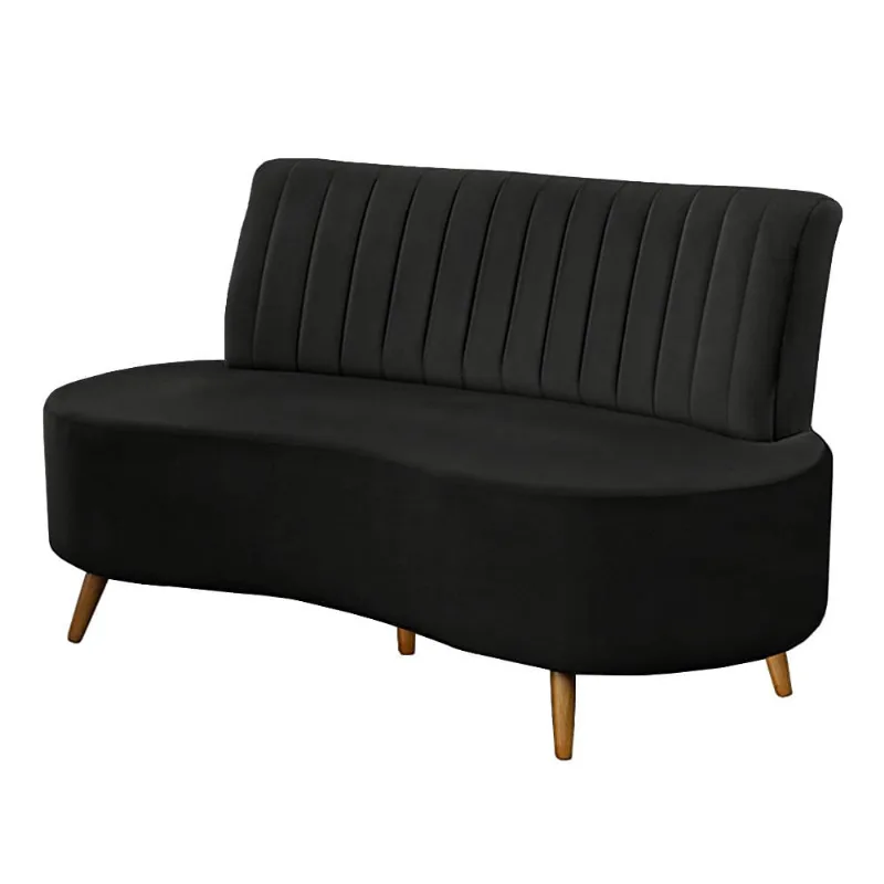 Sofá Decorativo 1,60M 2 Lugares Katara Veludo Preto - Gran Belo