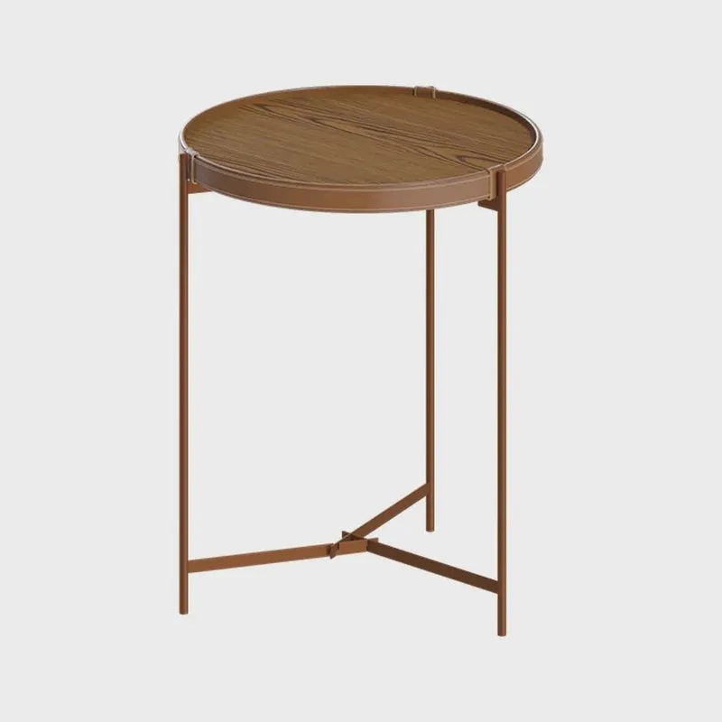Mesa Lateral Nezuko 71cm Base Cobre Tampo Freijó G29 - Gran Belo