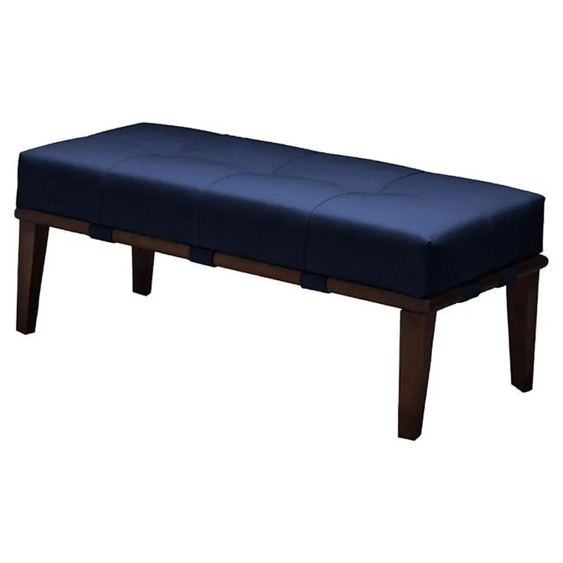 Puff Decorativo Martínez G62 Assento Espuma Veludo Azul Imbúia Gran Belo