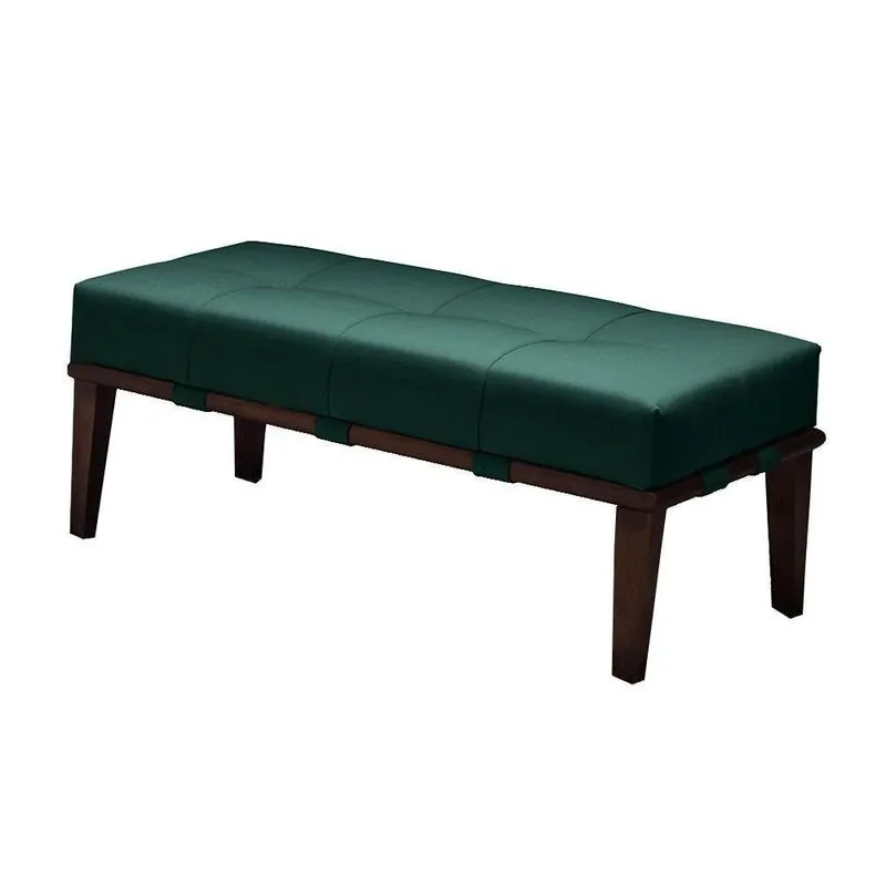 Puff Decorativo Martínez G62 100cm Veludo Verde Imbúia Pés Madeira Gran Belo