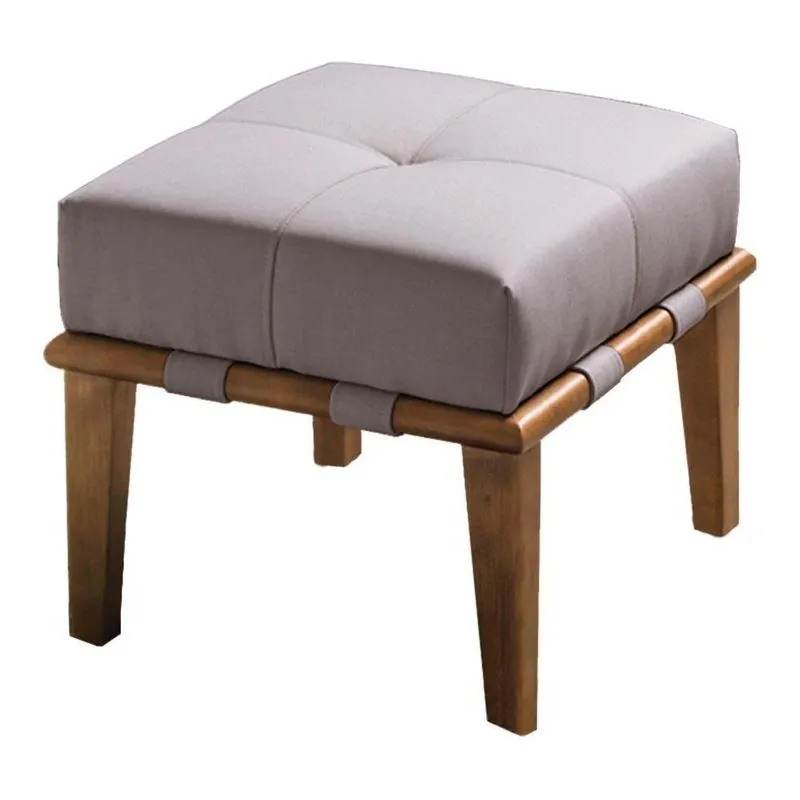 Puff Decorativo Martínez G62 Redondo Espuma Com Linho Bege-natural Gran Belo