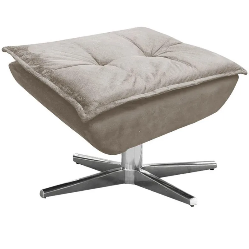 Puff Decorativo Base Giratória Cromada Charger Suede Nude