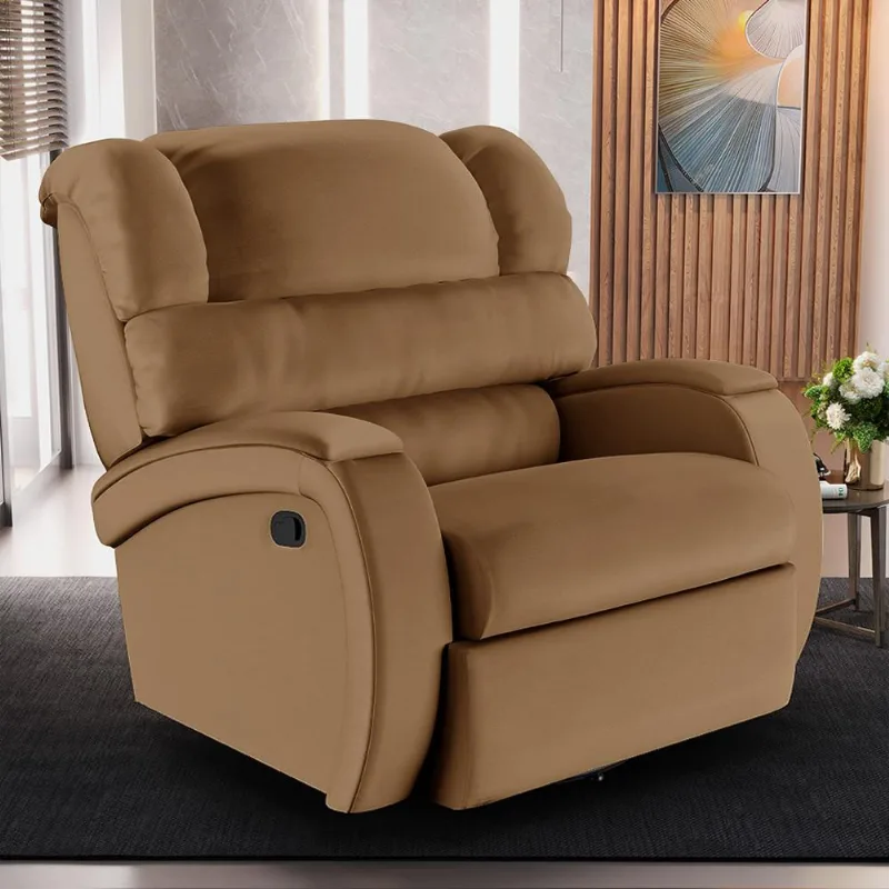 Poltrona do Papai Sala de Cinema Reclinável Kylie Glider Manual Giratória Massagem USB PU Caramelo G23