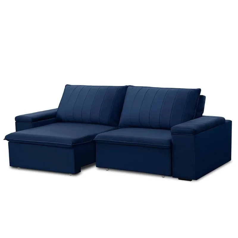 Sofá Kent 2 Lugares Retrátil e Reclinável 205cm Azul Veludo Gran Belo