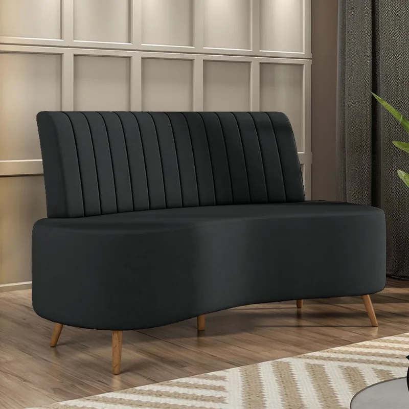 Sofá Living Decorativo 2 Lugares 1,35M Katara Cinza Escuro Veludo G33 - Gran Belo