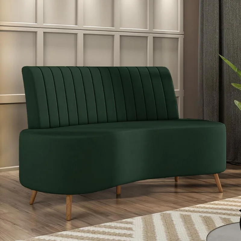 Sofá Living Decorativo 2 Lugares 1,35M Katara Verde Escuro Veludo G33 - Gran Belo