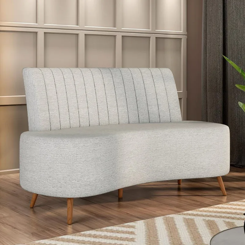Sofá Living Decorativo 2 Lugares 1,60M Katara Cinza Claro Linho G33 - Gran Belo