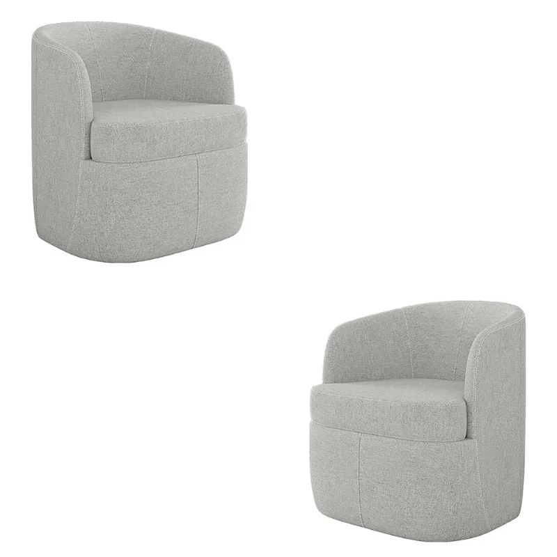 Kit 2 Poltronas Decorativas Design Moderno Bel Sala de Estar Base Giratória Linho Cinza G33 - Gran Belo