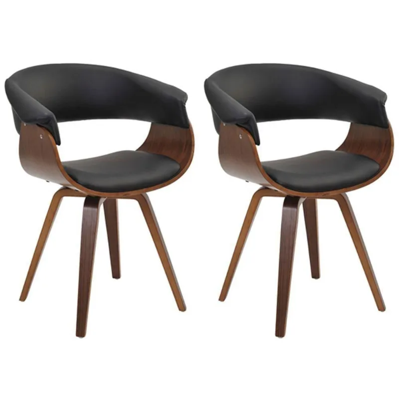 Kit 2 Cadeiras Decorativas Ohana Estrutura em Madeira Estofado Pu Preto Gran Belo