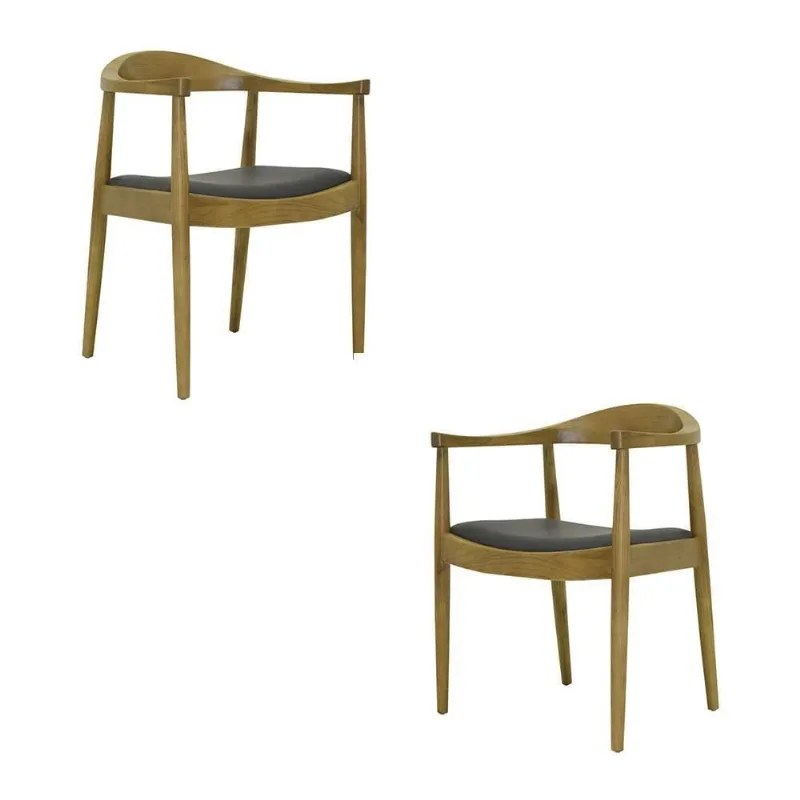Kit 2 Cadeiras Decorativas Columbia G56 Madeira Rústica Pu Bege Gran Belo