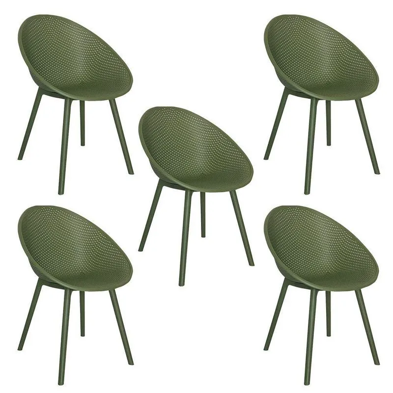 Kit 5 Cadeiras área Externa De Pp Marina Com Base Desmontável Verde G56 - Gran Belo