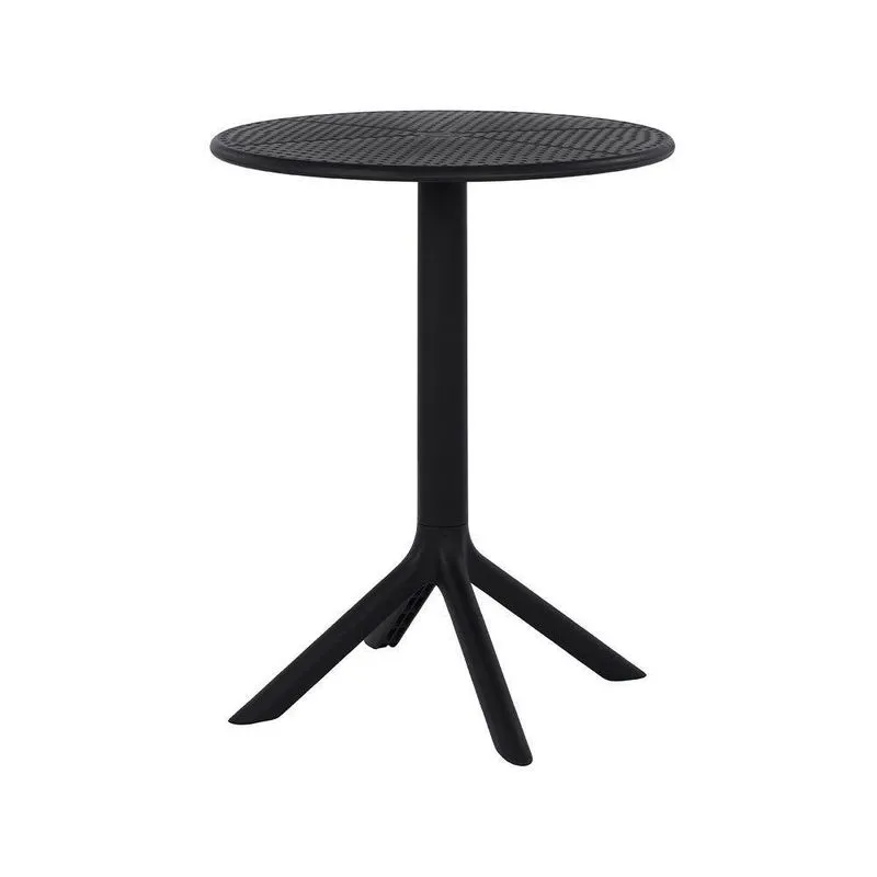 Mesa área Externa Marina Tampo Redondo 60cm Em Pu Preta G56 - Gran Belo