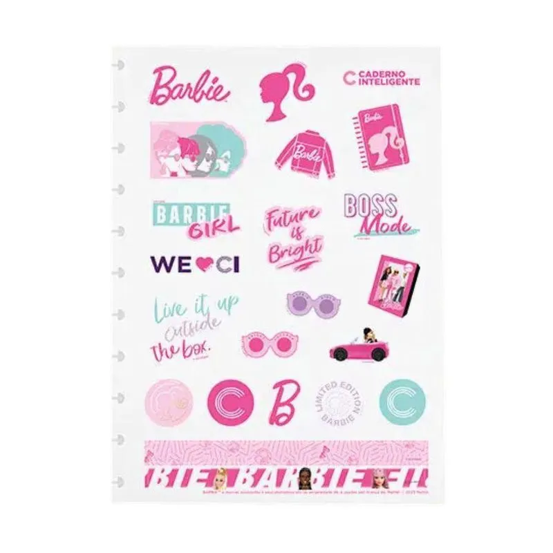Folha De Adesivos Caderno Inteligente Grande Barbie
