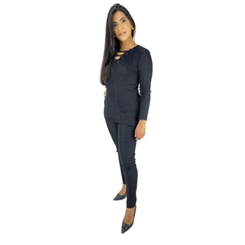 Blusa Feminina Tricot Manga Longa Social
