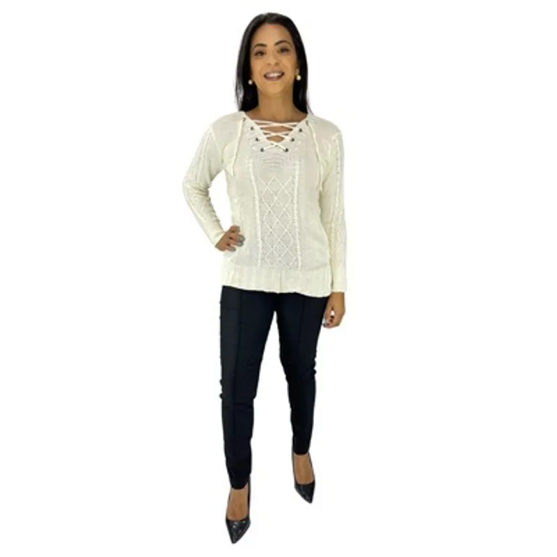 Blusa Feminina Tricot Manga Longa Social