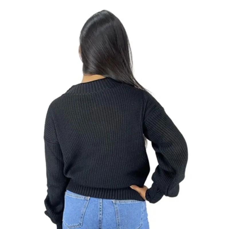 Blusa Tricot Feminina Manga Bufante Social