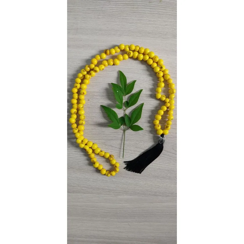 Japamala 108 Contas De Sementes De Açaí Amarelo Com Medalha