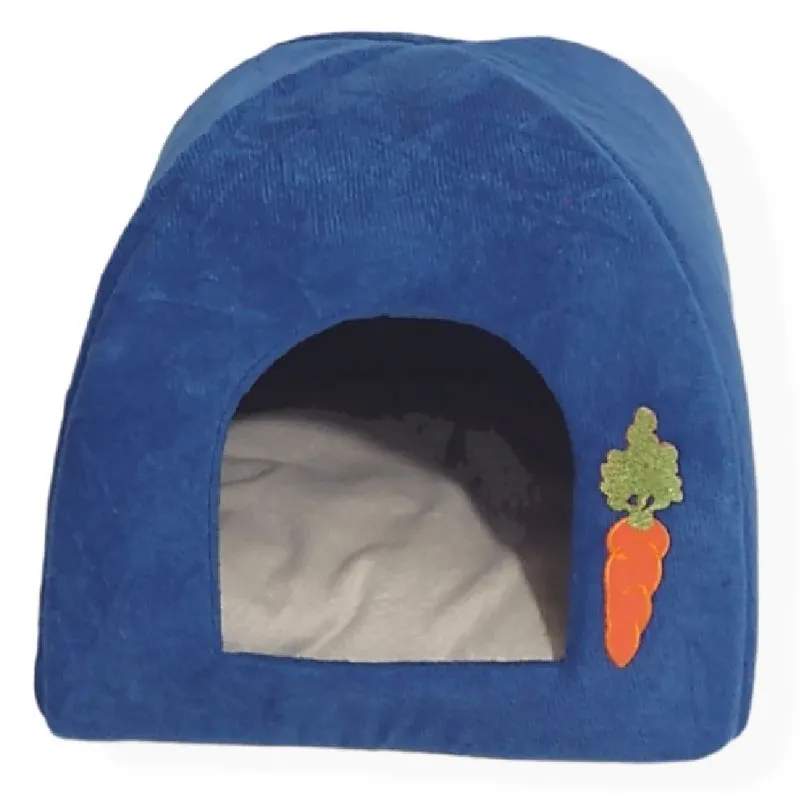 Toca Pet Iglu P Porquinho Da Índia Macia Azul Royal Cenoura