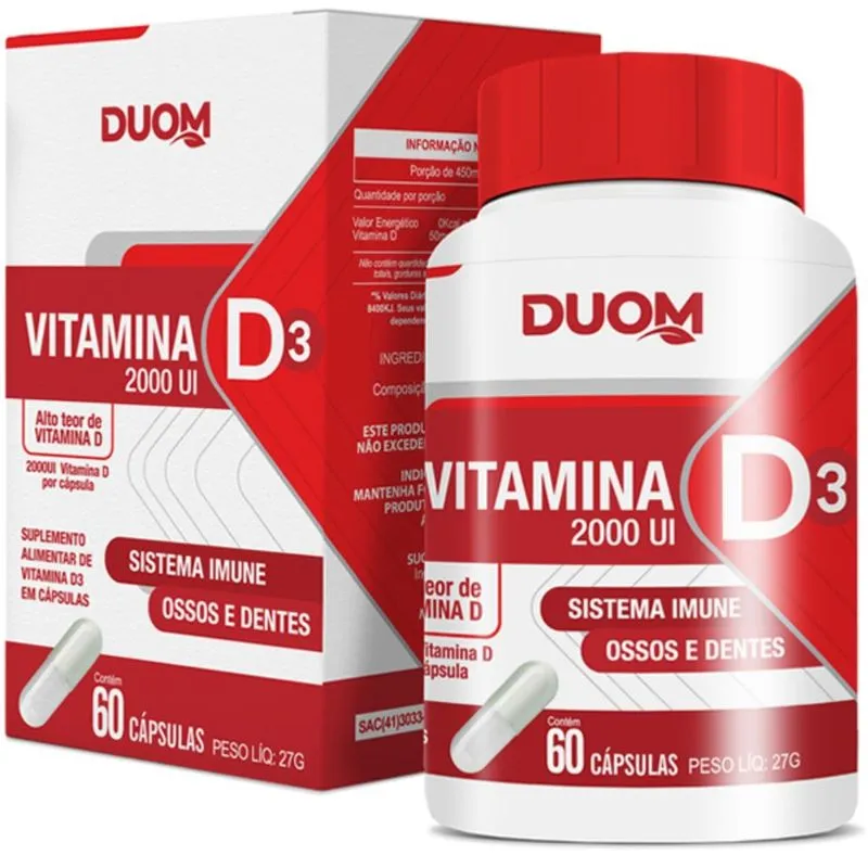 Vitamina D3 2000ui Colecalciferol Vita D 60 Cápsulas - Duom